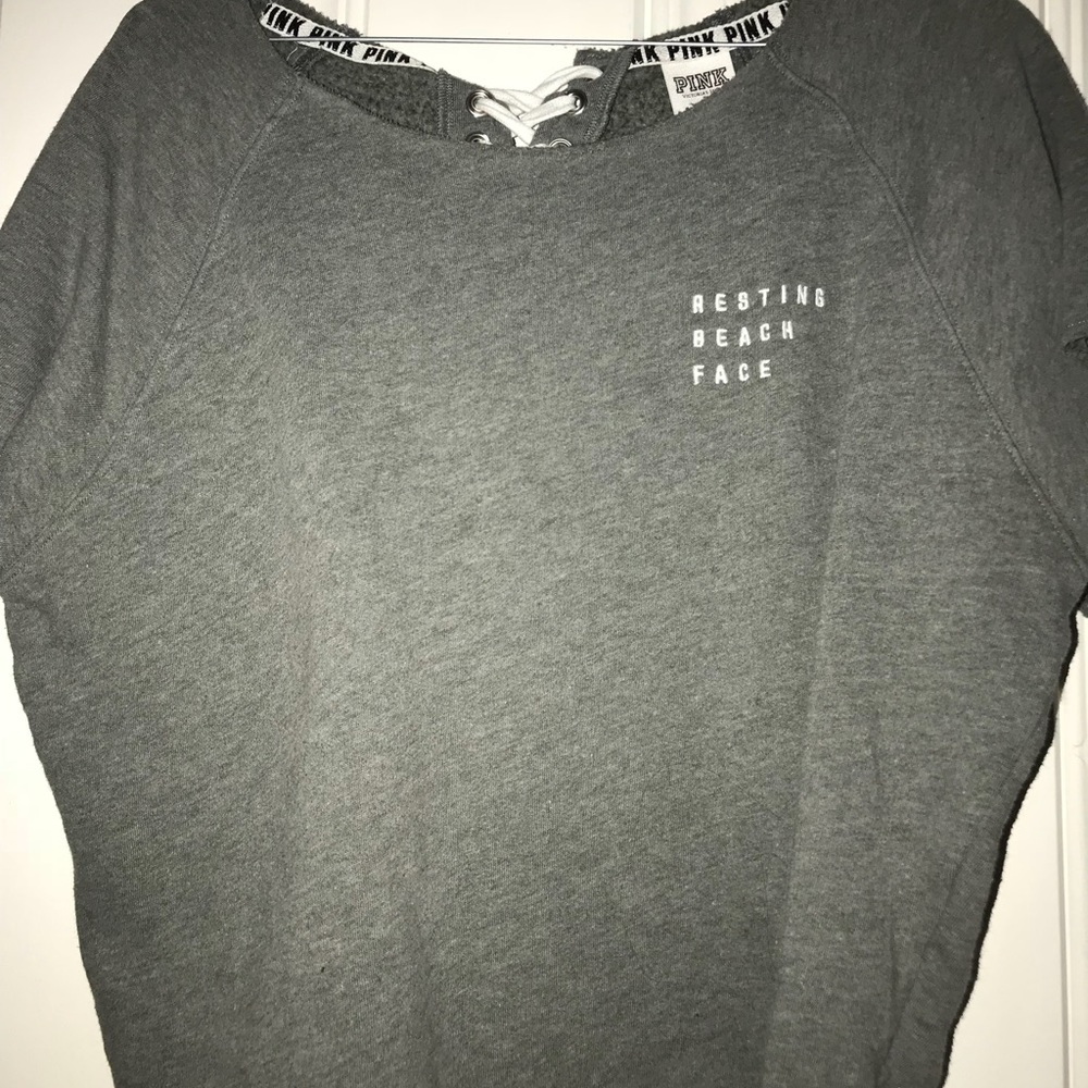 Grey PINK VS Semi-Cropped Shirt